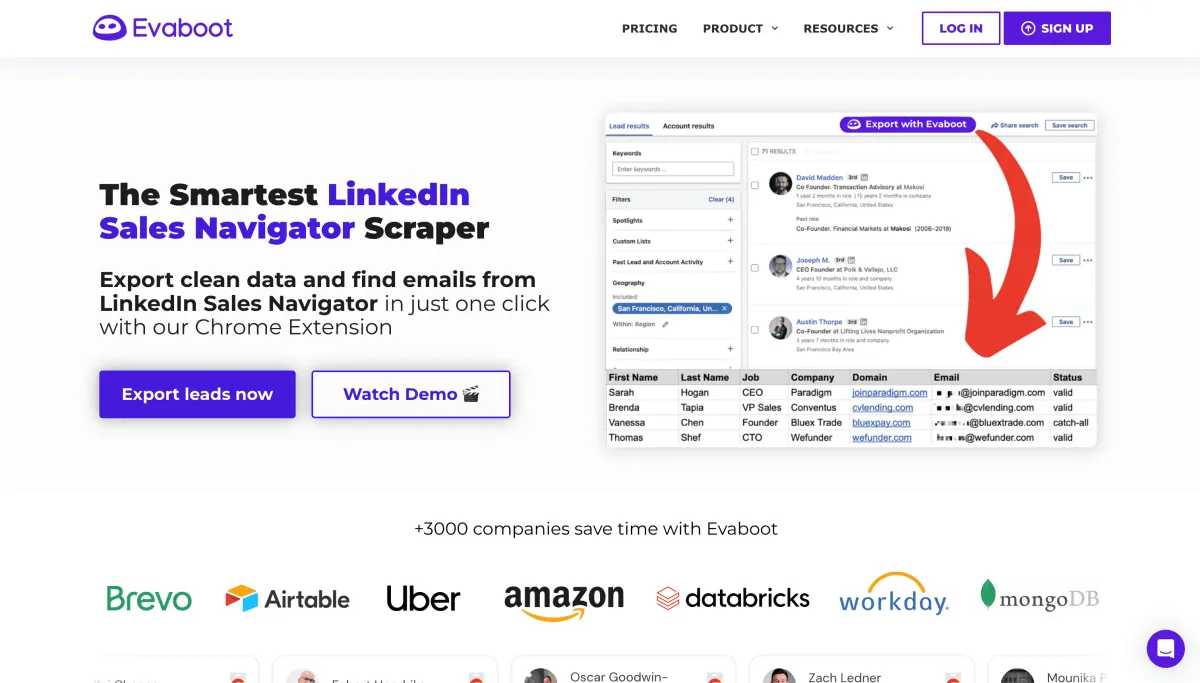 Evaboot product homepage screenshot.