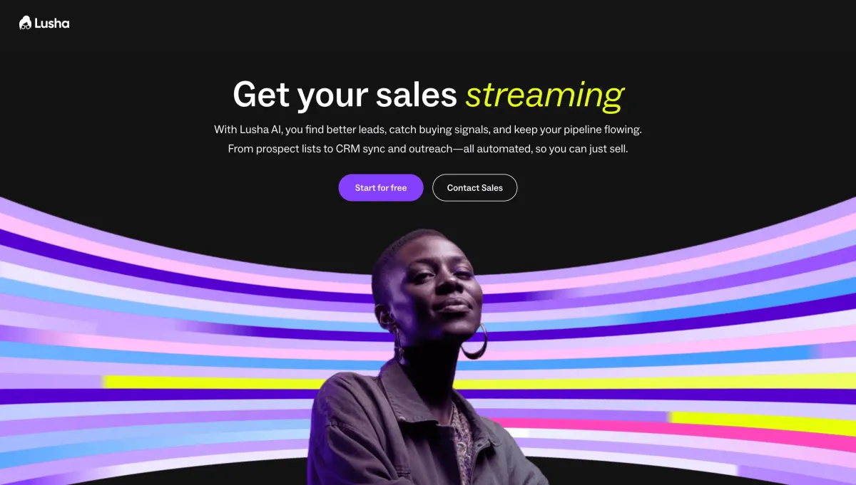 Lusha product homepage screenshot.